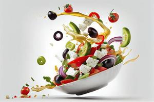 volante verdura greco insalata isolato su bianca sfondo foto