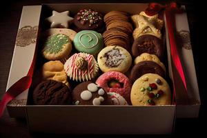 assortito Natale biscotti nel un' scatola foto