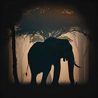 elefante silhouette ai generato foto