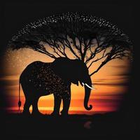 elefante silhouette ai generato foto