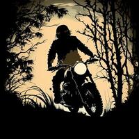 motociclista silhouette ai generato foto