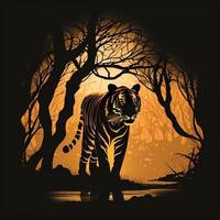 tigre silhouette ai generato foto