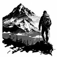 montagna escursionista silhouette ai generato foto