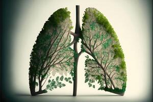 ai generato polmone foresta astratto verde sfondo. concetto di salutare polmoni. fresco e pulito polmoni senza polmone inquinamento. foto