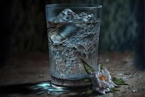 un' bicchiere di ghiaccio acqua. ai generato foto