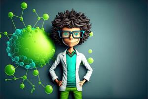 ai generato scienziato indossare occhiali. 3d cartone animato stile. foto