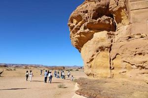 bellissimo giorno Visualizza di al egra, madain saleh archeologico luogo nel al ula, Arabia arabia. foto