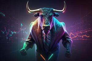 arrabbiato orso commercio con computer, ribassista nel azione mercato e crypto moneta. generativo ai foto