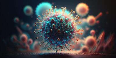 virus cellule sfondo, virale malattia epidemico. generativo ai foto