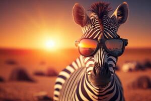 zebra nel savana africano natura su tramonto sfondo, Africa giorno. creato generativo ai foto