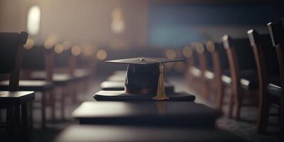 congratulazione con il la laurea berretti, la laurea giorno concetto. generativo ai foto