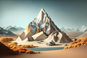 realistico montagna in viaggio concetto, sbalorditivo paesaggio pastello colore sfondo. creato con generativo ai foto
