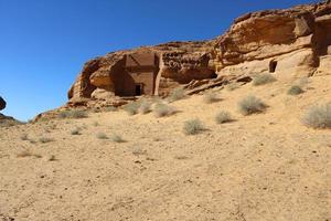 bellissimo giorno Visualizza di al egra, madain saleh archeologico luogo nel al ula, Arabia arabia. foto