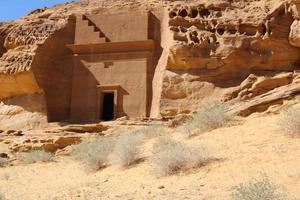 bellissimo giorno Visualizza di al egra, madain saleh archeologico luogo nel al ula, Arabia arabia. foto