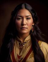 bellissimo nativo americano donna, creato con generativo ai foto