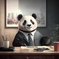 panda uomo d'affari illustrazione ai generato foto