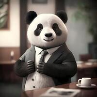 panda uomo d'affari illustrazione ai generato foto