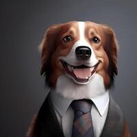 cane uomo d'affari illustrazione ai generato foto