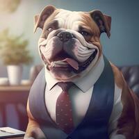 bulldog uomo d'affari illustrazione ai generato foto