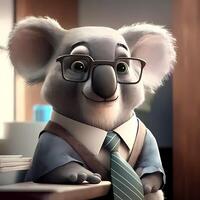 koala uomo d'affari illustrazione ai generato foto