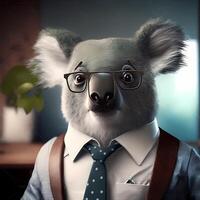 koala uomo d'affari illustrazione ai generato foto