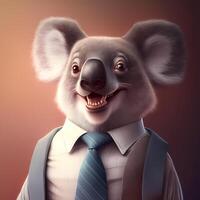 koala uomo d'affari illustrazione ai generato foto