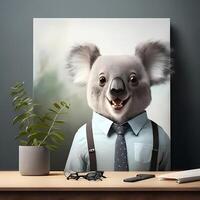 koala uomo d'affari illustrazione ai generato foto