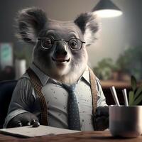 koala uomo d'affari illustrazione ai generato foto