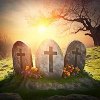 un Pasqua mattina per ricorda un' di prato testimonianza di redenzione cimitero nel il autunno sfondo foto