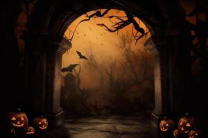 un' bellissimo e spaventoso Halloween sfondo creato con generativo ai tecnologia foto