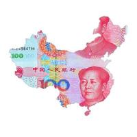 carta geografica di Cina con rmb moneta foto