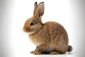 carino poco Marrone coniglio isolato su un' bianca sfondo, gratuito foto
