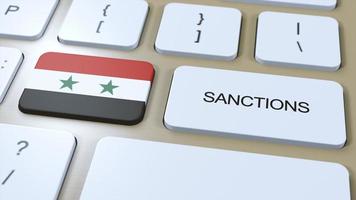 Siria impone sanzioni contro alcuni nazione. sanzioni imposto su Siria. tastiera pulsante spingere. politica illustrazione 3d illustrazione foto