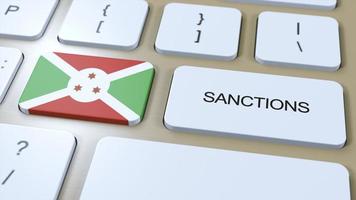 burundi impone sanzioni contro alcuni nazione. sanzioni imposto su burundi. tastiera pulsante spingere. politica 3d illustrazione foto