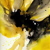 nero e giallo astratto dipinto sfondo. ai generato foto