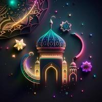 islamico saluti Ramadan kareem carta design sfondo con 3d stile foto