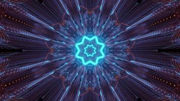 riflessi di luce al neon nell'illustrazione 3d del tunnel di fantascienza