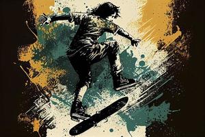 andare con lo skateboard sfondo. estremo gli sport vettore illustrazione con tipo uomo pattinatore foto