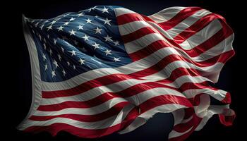 americano bandiera Stati Uniti d'America bandiera agitando indipendenza giorno tempo per rivoluzione luglio 4 ° ai generato foto