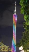 Guangzhou città, guangdong Provincia, Cina, 2022 - il bellissimo giro turistico Torre Visualizza con il colorato luci su a notte foto