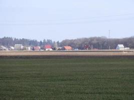 panorama di un' seminato campo nel il villaggio foto