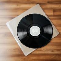 vinile disco su un' di legno tavolo. Vintage ▾ vinile disco su un' di legno sfondo ai foto