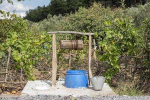 acque sotterranee pozzi nel campagna con catena e benna, acqua bene nel il natura foto