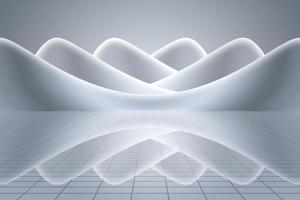 3d interpretazione di bianco-argento curvo astratto edificio con terra sfondo foto