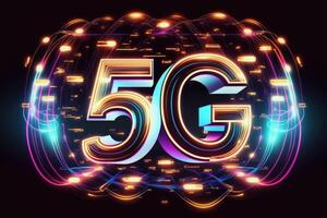 5g tecnologia colorato sfondo. ai generato foto