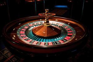 casinò roulette vicino su. roulette ruota. gioco d'azzardo dipendenza. creato con generativo ai foto