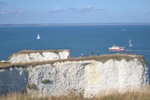 Dorset, Inghilterra 2018- vecchio promontorio di gesso di Harry Rocks in Inghilterra foto