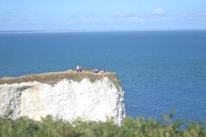 Dorset, Inghilterra 2018- vecchio promontorio di gesso di Harry Rocks in Inghilterra foto