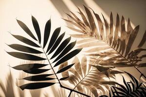 sfocato naturale palma le foglie ombra sfondo. illustrazione ai generativo foto