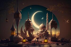 festivo foto Ramadan kareem sfondo. illustrazione ai generativo